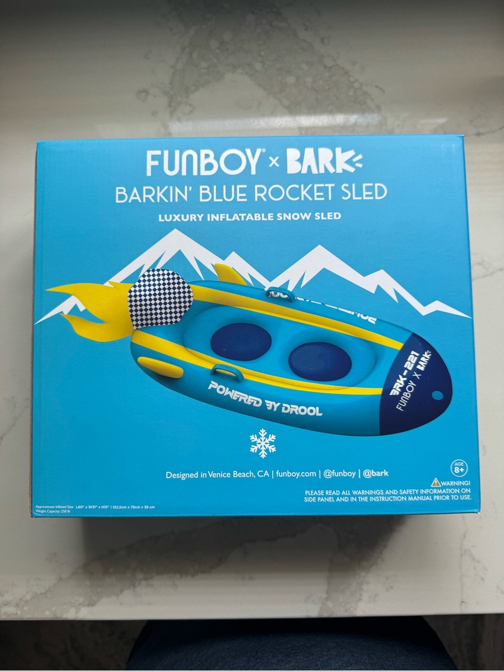 FUNBOY x BARK Barkin' Blue Rocket Sled - Blue & Yellow Snow Sled